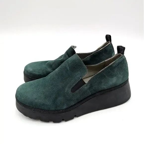 Fly London Pece Wedge Loafer Shoes Women's Forest Green Size US6.5 EU37a - Picture 1 of 15